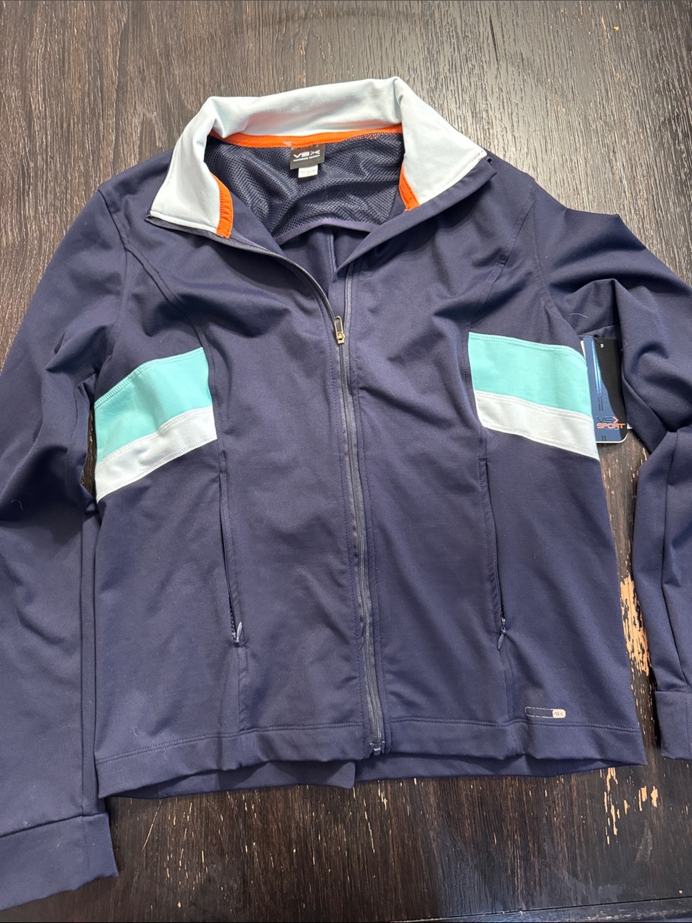 Victoria's Secret Navy Bomber Jacket with Mint and Light Gray Panels